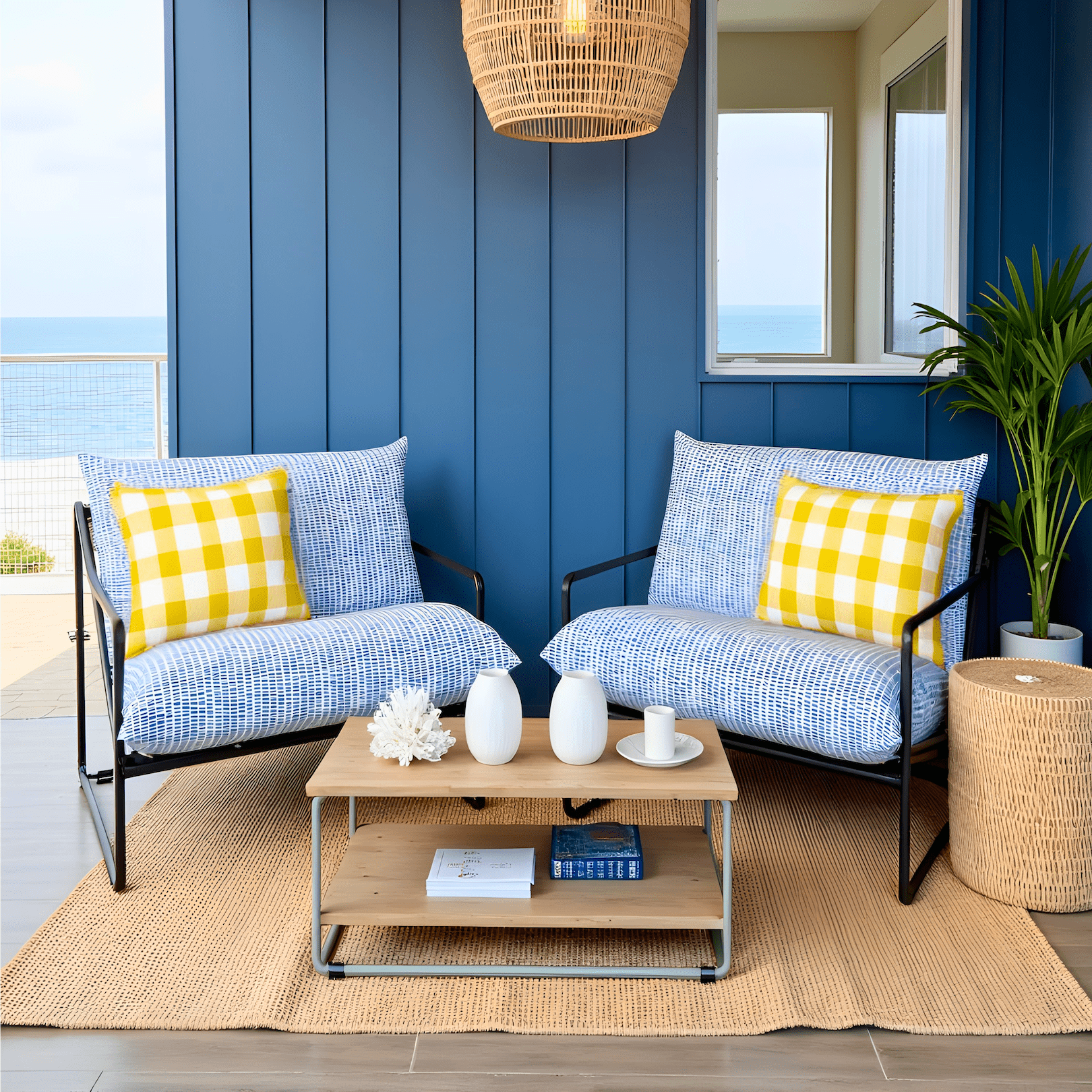 Rockin Cushions IKEA Outdoor Slipcovers 1 x Seat and 1 Pillow Cover Blue Rain Outdoor Slipcovers, Compatible with IKEA Havsten
